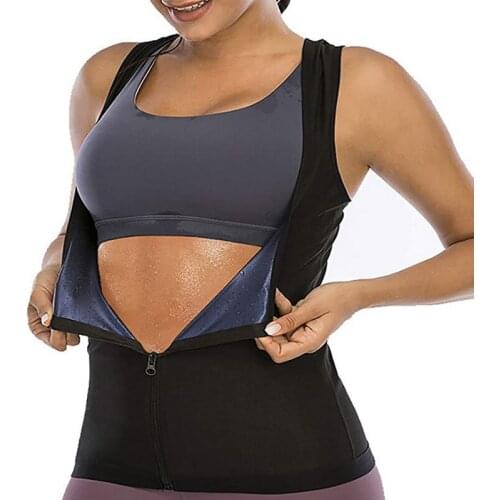 Sweat Enhancing Vest for Women Workout Training Heat Trapping Zipper Sauna Vest Slimming Tank Top Compression Shirts Polymer