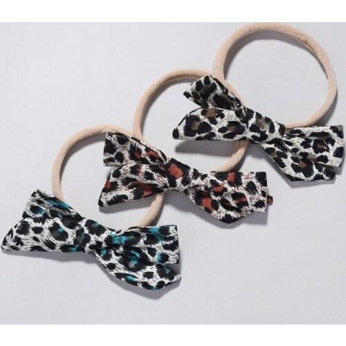 1pcs Fashion Leopard Hair Bow Elastic Hair Band Printed Hairband Floppy Hair Bow Kids Hair Accessories