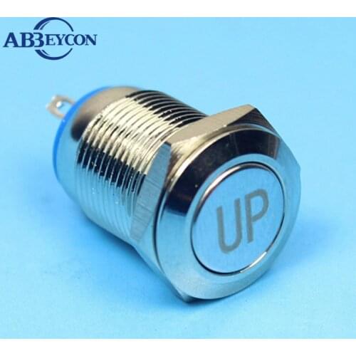 1246 IP65 flat head anti-vandal words customized "UP" 12mm shortest push button switch