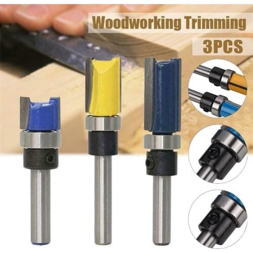 Cutter Router Bit Flush Router Bit Set Straight Template Trim Woodwork 3pcs