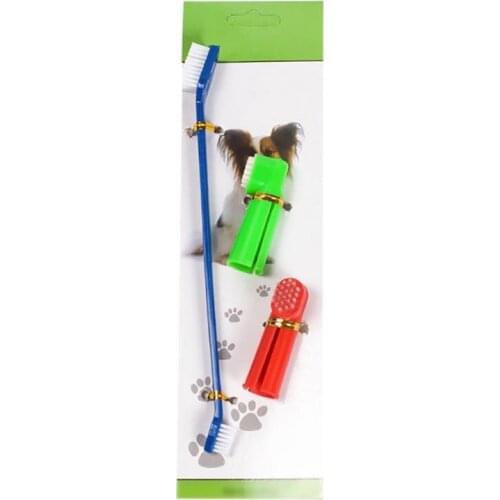 3PCS Dogs Toothbrush Plastic Dual-Head Cat Finger Brush Portable Pet Teeth Cleaning Supplies Puppy Dental Brush Dog Accessories