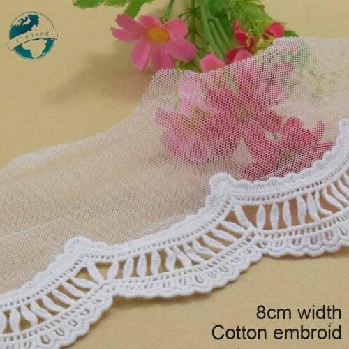 3yards 8cm width Cotton embroid lace sewing ribbon guipure trims fabric dolls lace DIY Garment Accessories wedding lace#3876
