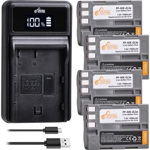 1900mAh EN-EL3E EN EL3e Battery + LED Charger forfor Nikon D50 D70 D80 D90 D100 D200 D300 D300S D700