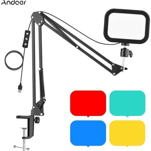 Andoer PH-04 Compact LED Video Light Kit Including for Live Streaming Online Teaching Video Conference Lighting Photography