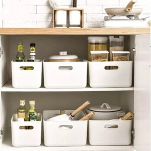 White Plastic Desktop Storage Box Waterproof Toy Sundries Storage Basket Cosmetic Underware Storage Office Home Organizer