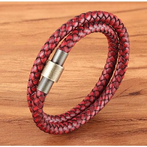 XQNI Vintage Style Genuine Leather Bracelet 6mm Width With 5 Colors Stainless Steel Clasp Adornment Birthday Jewelry For Men