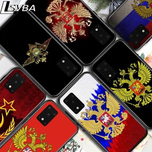 Russia Flag national emblem for Samsung S20 Ultra Plus A91 A81 A71 A51 UW A41 A42 A31 A21 A21S A11 5G Bright Black Phone Case