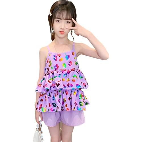 Kids Clothes Vest + Short Clothing For Girls Sleeveless Clothes For Teenage Girls Summer Childrens Costume 6 8 10 12 14