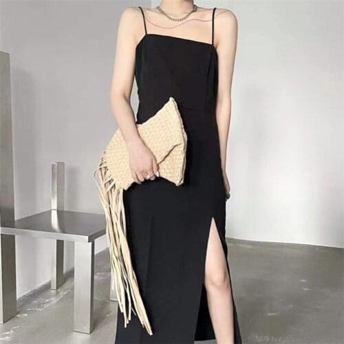 For Women Designer Leather Woven Lady Handbags High Quality Evening Bag Large Party Female Purses Luxury Long Tassel Clucth Bags