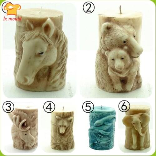 Elephant Cylindrical Pattern Dolphin Candle Tool Bears Soap Mold Horse Shape Cake Dress Diy Candle Handmade Mould