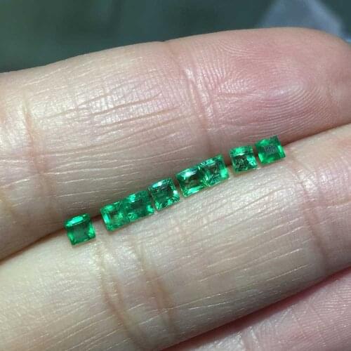 VANTJ Genuine Natural Colombia Emerald Loose Gemstone 1PCS Square Cut Precious Stone For Silver Gold Women Diy Jewelry