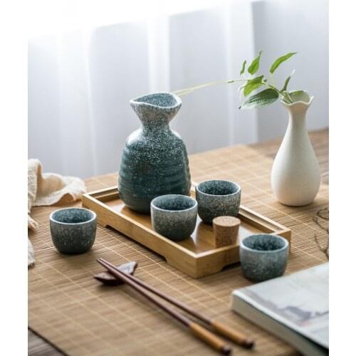 Ceramic Wineware Japanese Retro Sake Wihte Yellow Wine Household Hot Wine Pot Suit Rice Wine Heating Wine Warmer Wineware Set