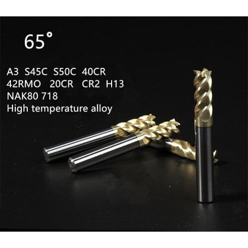 HRC65 arbide End Mill 1mm 2mm 2.5 3mm 3.5 4mm 5mm 6mm 8MM 10mm 12MM 4 flutes CNC Milling machine cutting too