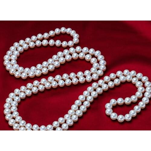 Beautiful south 9-10mm white pearl necklace 48inch