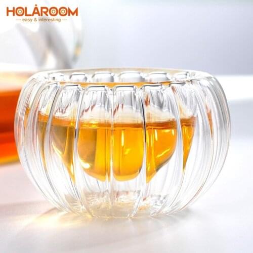 Creative Transparent Pumpkin Cup Tea Ware Practical Glass Coffee Mug Double-layer Heat-proof Tea Mugs Milk Cups Teacup