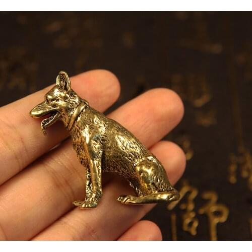 Brass Dog Ornaments Home Decoration Little Puppy Bronze Lucky Fortune Figurines Chinese Desktop Copper Animal Tea Pets