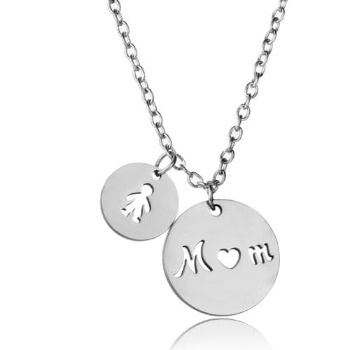 Mom And A Boy Son Family Love Necklace Round Hollow Heart Pendant Charm Birthday Mum Mommy Mothers Day Kid Gifts Jewelry Charm