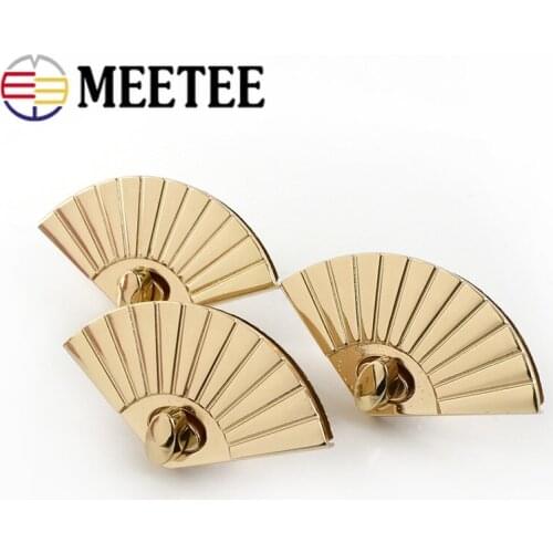 Meetee 2/4pcs 61.2X33.5mm Metal Fan-shaped Twist Lock Buckle Bag Closure Locks Clasp Replacement Purse Snaps Buckles Accessories