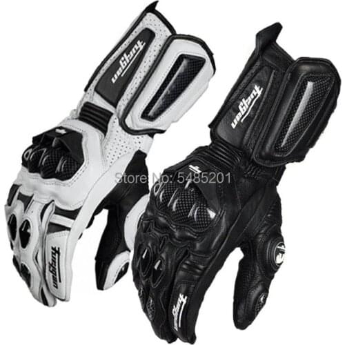 Motorcycle Leather Gloves AFS Moto GP Gloves Carbon Racing Gloves Black White