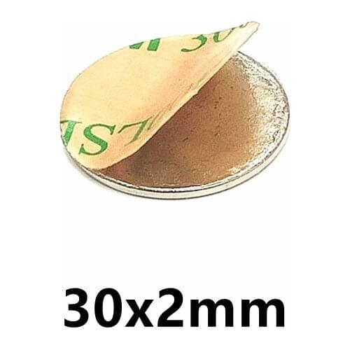 10 20PCS/LOT Neodymium magnet 30x2 mm Belt with 3M self - adhesive NdFeB magnet Dia 30 thickness 2mm