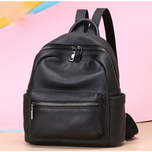 New style ladies leather backpack Korean fashion top layer leather backpack casual womens bag