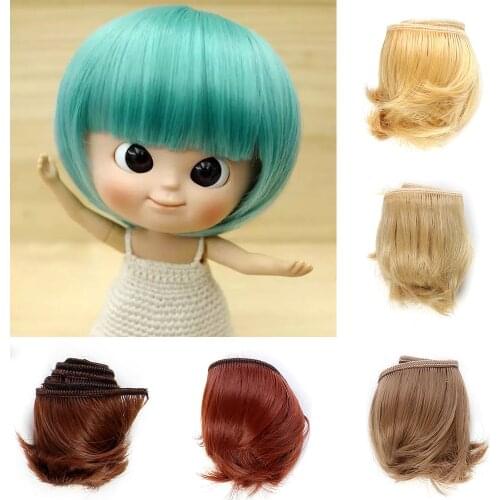 5CM Doll Fringe Heat Resistant Wire Hair Black Brown Khaki DIY Wigs Handmade Short Curly Doll Bang Wigs Tress Doll Accessories