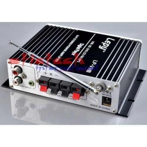 By DHL or Fedex 10 sets 12V mini car Lepy HI-FI digital V9S FM digital power amplifier remote control,U disk/SD design