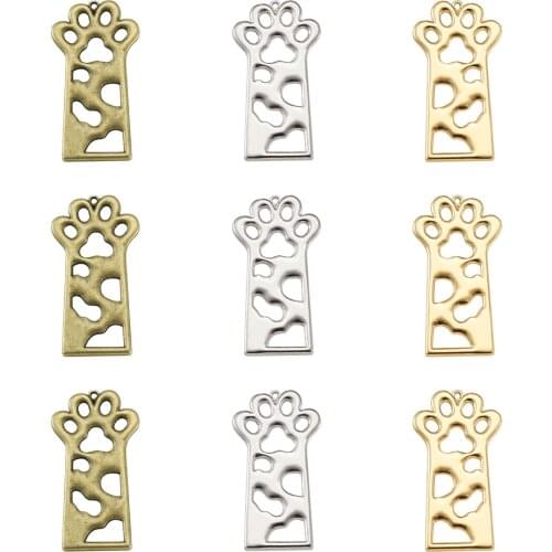 30Pcs Cat Paw Pendants Charms Alloy Open Back Bezel Pendants for DIY UV Resin Epoxy Resin Jewelry Making Necklace Accessories