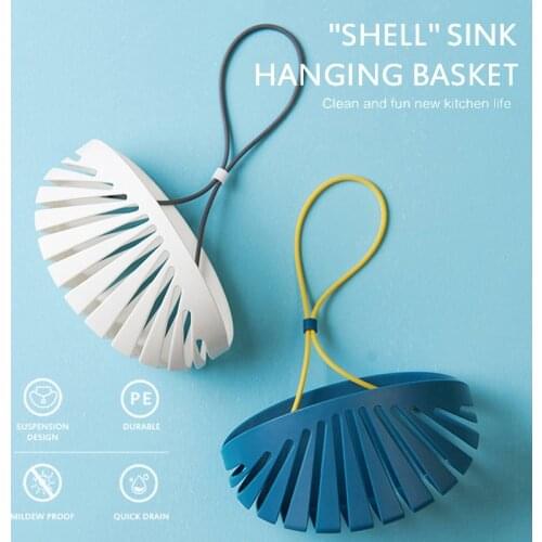 Home Hanging Drain Bag Basket Shell Shape Kitchen Dish Cloth Sponge Storage Bag Keep Dry Sink Soap Holder Bath Storage Tools