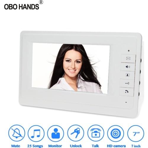 7'' TFT Color Monitor Wired Video Doorbell Intercom Home white indoor Unit Door Phone for private house without Outdoor Camera