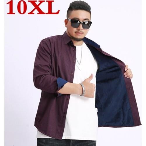 2020 new plus size 10XL 9XL 8XL Fleece Fashion Mens Shirts Autumn And Winter Thickening Warm Plaid Male Social Shirt Clothing