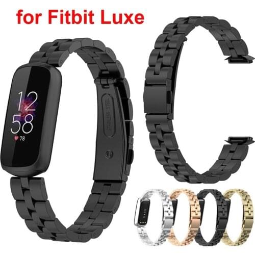 Silver Metal Strap for Fitbit Luxe Band Adjustable Stainless Steel Bracelet Replacement Strap Wristbands for Women Men