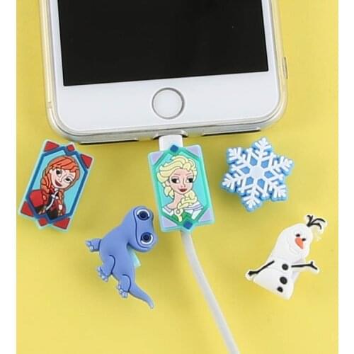 Anime cartoon Frozen 2 Aisha Anna mobile phone silicone data cable charging cable protective sleeve protection head