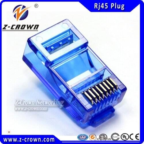 Blue Cat5e RJ45 8P8C UTP Plug Color Connector 30U gold plating 50pcs/lot