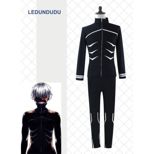Anime Tokyo Ghoul Kaneki Ken Battle Uniform Men Women Short Sleeve Fancy Party Outfit Full set Cosplay costumes for Halloween