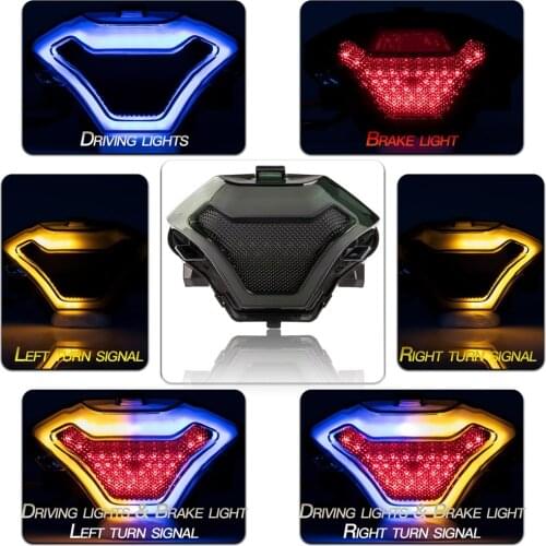 Motorcycle Integrated Brake Light Tail Lamp with LED Turn Signals Light Replacement for Yamaha YZF R3 R25 Y15ZR MT07 FZ07 LC150