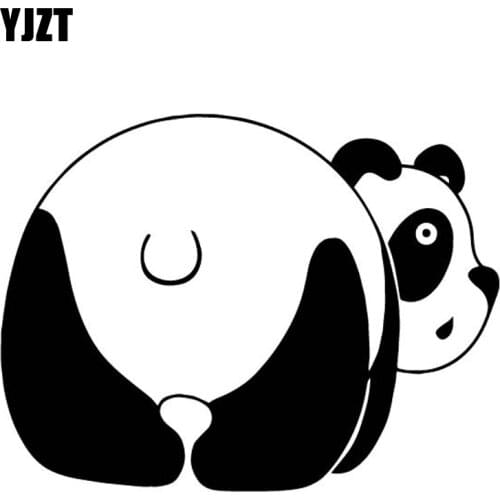 YJZT 16.7CM*12.7CM Cartoon Panda Lovely Decor Car Sticker Car Trunk Vinyl Decal Black/Silver C4-2243