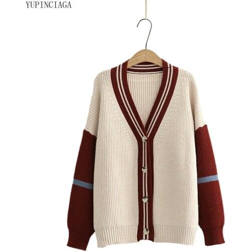 YUPINCIAGA Womens Harajuku Knitted Sweaters 2020 Autumn New Korean Knitted Fluffy Fashionable Sweet Cardigan Sweater