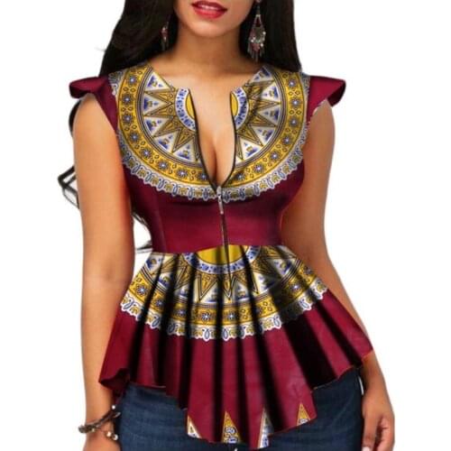MD robe africaine femme 2020 Women Blouse Ankara Wax Print Tops African Traditional Ladies Dashiki Clothes Plus Size 2XL T-shirt