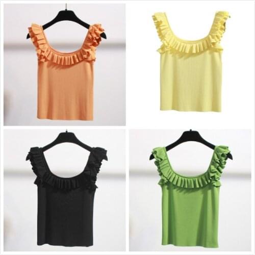 Women Sexy Vest Crop Tops Short Sleeve Stretch Knitted Tank Top