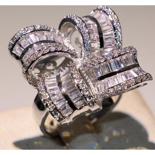 YaYI Jewelry Fashion Princess Cut Prong Setting White AAA Cubic Zirconia Silver Color Engagement Wedding Party Leaves Gift Rings