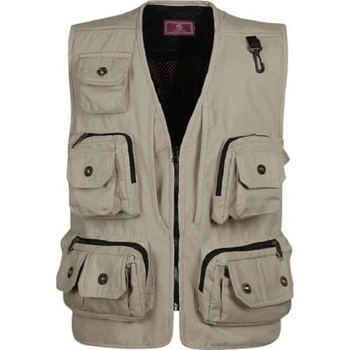 New Spring Unloading Mens Vest Tactical Waistcoat Photographer Shooting Tool Multi Pockets Outdoor Male Work Sleeveless Jacket