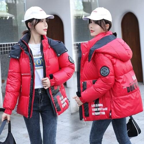 Winter Down Cotton Jacket Female Short Outerwear Fashion Loose Thick Bread Clothing Jacket Women Korean Hooded Warm Parka Coat