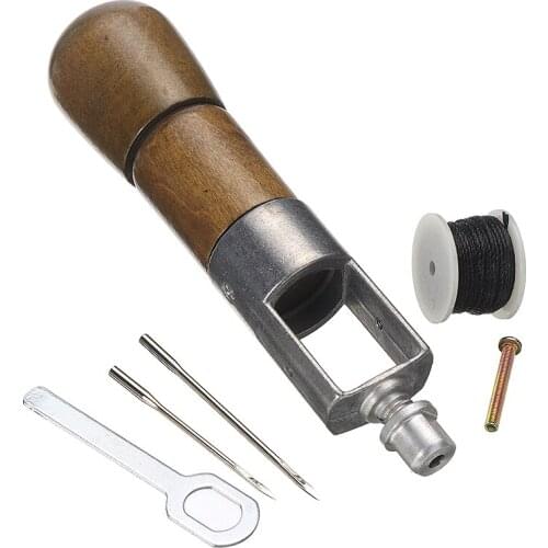 1 Set Durable Sewing Awl Kit Leather Craft Automatic Lock Stitching Sewing Awl Tool + Needle + Wrench Leather Hand Tool