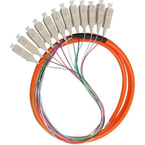 12core colored SC UPC pigtails 1.5mtr SM optical fiber 62.5/125um 50/125um cable ftth bundle pigtailsGood reliability and stabil
