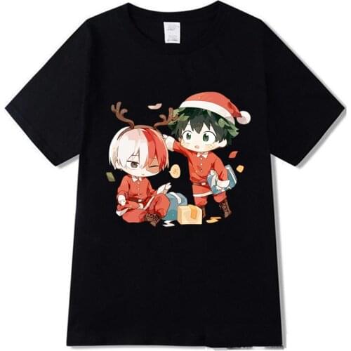 2020 Female T-shirt Summer My Hero Academia Christmas Anime Todoroki Shoto Print Womens T Shirt O-Neck Short Sleeve
