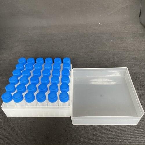 36pcs Plastic 5ml Cryovial With Colored Screw Cap+ 1pcs 36 Vents plastic Freezing Tube Storage Box for experiment