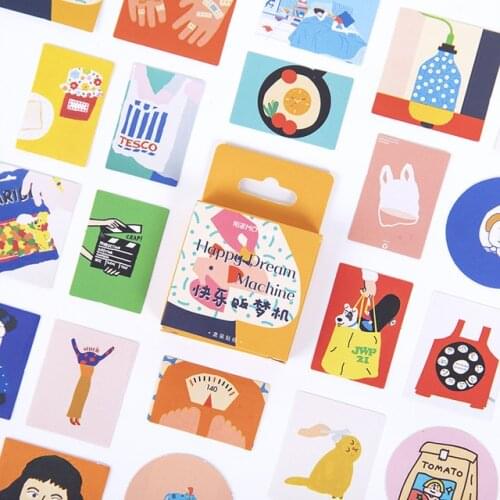 46 pcs/box Happy dream machine Decorative Stationery mini Stickers set Scrapbooking DIY Diary Album Stick Lable