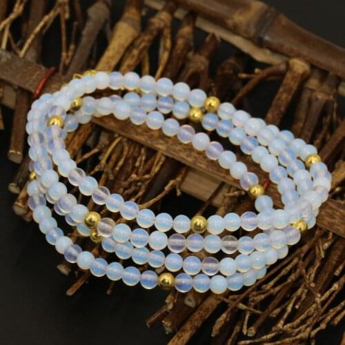 Women multilayer bracelet 7 style cat eye stone crystal carnelian opal 3mm 4mm 6mm round beads long bangle magnetic clasps B2760