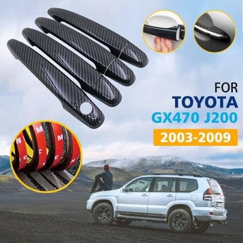 Black Colour Carbon Fiber Door Handle Cover Trim Set for Lexus GX470 J120 2003~2009 Car Accessories Stickers 2004 2005 2006 2007